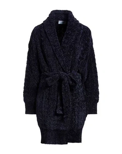 Ferragamo Woman Cardigan Midnight Blue Size L Viscose, Polyamide, Lambskin