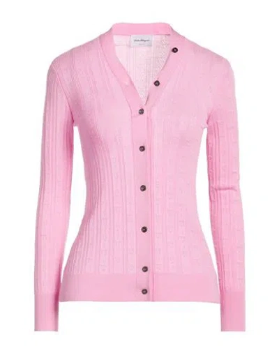 Ferragamo Woman Cardigan Pink Size Xl Virgin Wool