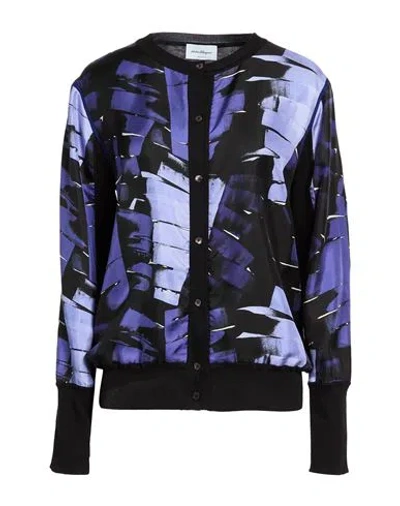 Ferragamo Woman Cardigan Purple Size Xl Cotton, Silk In Multi