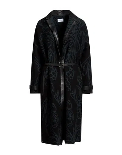 Ferragamo Woman Coat Black Size L Polypropylene, Virgin Wool, Cashmere, Lambskin In Multi