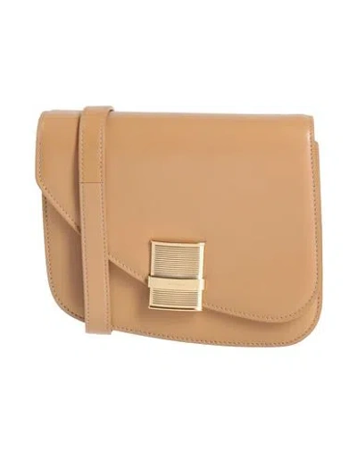 FERRAGAMO FERRAGAMO WOMAN CROSS-BODY BAG CAMEL SIZE - CALFSKIN