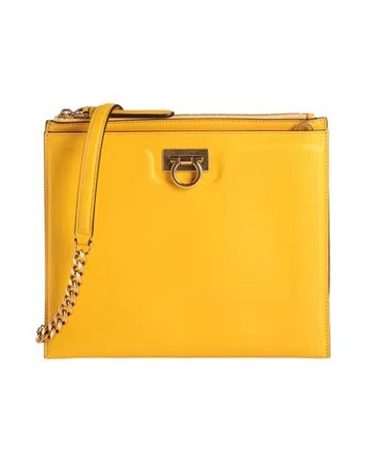 Ferragamo Woman Cross-body Bag Ocher Size - Soft Leather, Nickel, Brass In Yellow