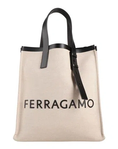 Ferragamo Woman Handbag Beige Size - Textile Fibers, Leather In Neutral
