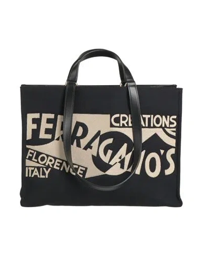 Ferragamo Woman Handbag Black Size - Calfskin, Textile Fibers