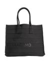 Ferragamo Signature Large Leather-trim Tote In Black