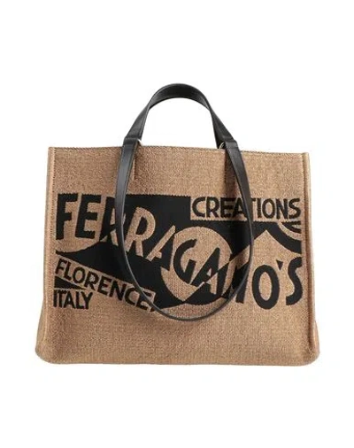 Ferragamo Woman Handbag Camel Size - Calfskin In Sand