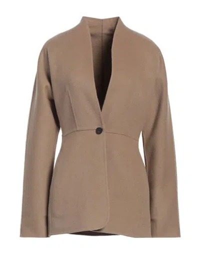 Ferragamo Woman Jacket Camel Size 6 Virgin Wool In Beige