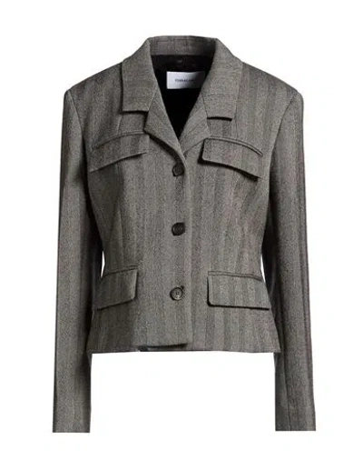 Ferragamo Woman Jacket Grey Size 6 Virgin Wool, Polyamide, Elastane In Gray