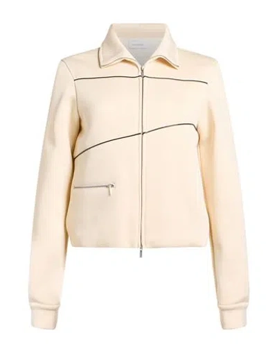 Ferragamo Woman Jacket Ivory Size 4 Polyester, Cotton, Polyamide In Neutral