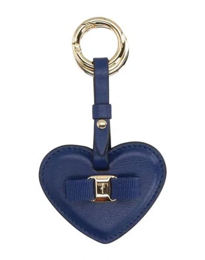 Ferragamo Woman Key Ring Bright Blue Size - Calfskin, Viscose, Cotton