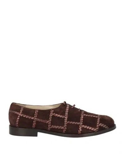 Ferragamo Woman Lace-up Shoes Chocolate Brown Size 7 Calfskin In Multi