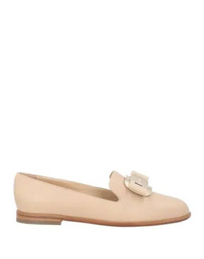 Ferragamo Woman Loafers Beige Size 7 Leather In Pink