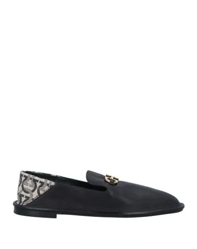 Ferragamo Woman Loafers Black Size 7.5 Calfskin, Cotton
