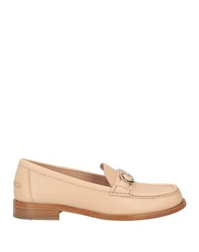 Ferragamo Gancini Leather Loafers In Beige