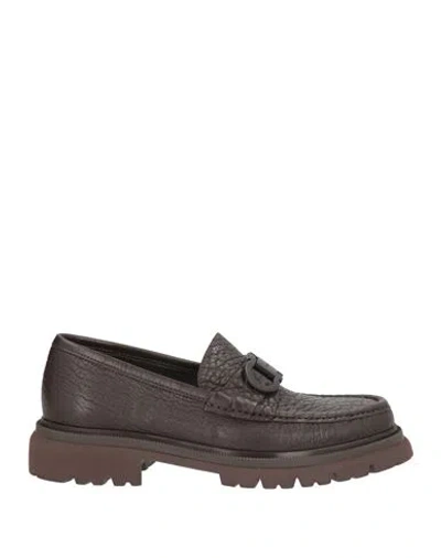 Ferragamo Woman Loafers Dark Brown Size 9.5 Calfskin
