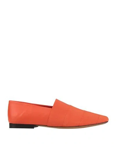 Ferragamo Woman Loafers Orange Size 8 Leather, Textile Fibers