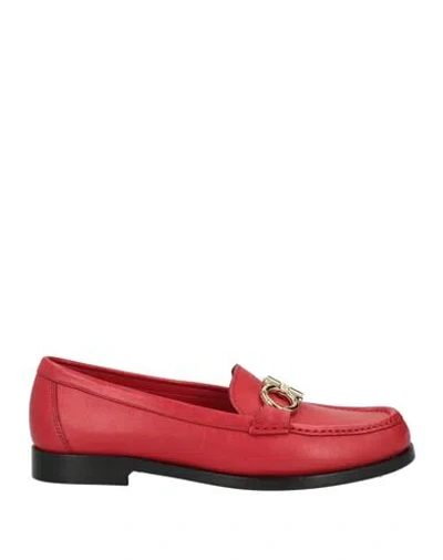 Ferragamo Woman Loafers Red Size 5.5 Calfskin
