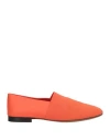 Ferragamo Woman Loafers Tomato Red Size 10 Leather, Textile Fibers