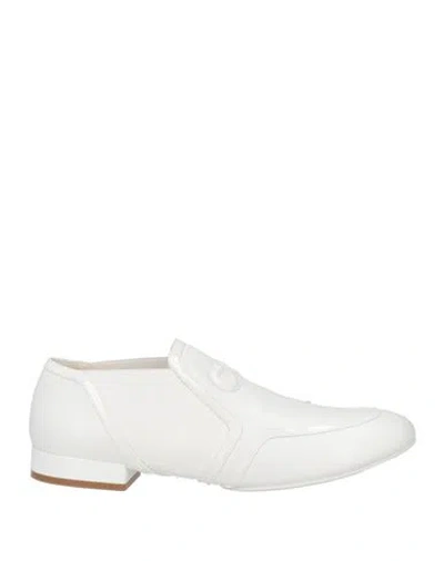Ferragamo Woman Loafers White Size 10 Lambskin, Calfskin