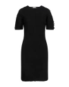 Ferragamo Beaded Crinkle Knit Dress In Black