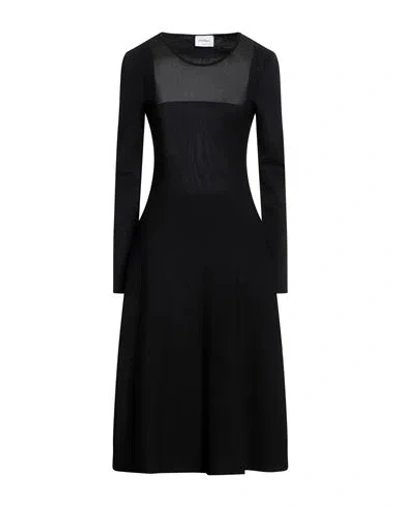 Ferragamo Woman Midi Dress Black Size L Viscose, Polyester, Silk