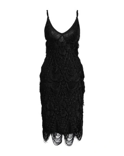 Ferragamo Woman Midi Dress Black Size M Silk, Viscose, Polyester, Polyamide, Elastane