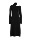 Ferragamo Midi Black Dress With Cut-out And Long Sleeve In Viscose Blend Woman In Black