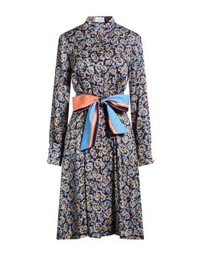 Ferragamo Woman Midi Dress Blue Size 6 Silk In Multi