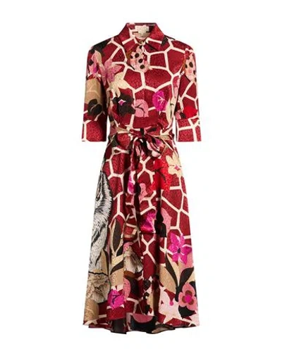 Ferragamo Woman Midi Dress Brick Size 6 Silk In Red