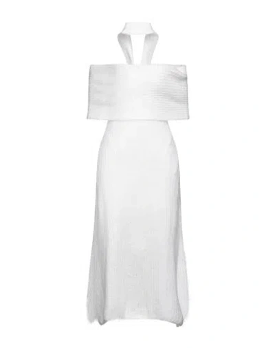 Ferragamo Woman Midi Dress Off White Size M Mohair Wool, Polyamide, Wool
