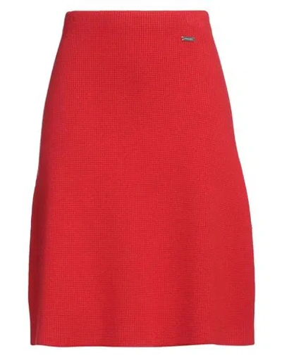 Ferragamo Woman Midi Skirt Red Size L Virgin Wool, Cashmere