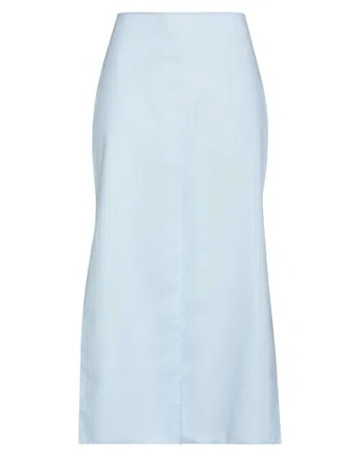 Ferragamo Woman Midi Skirt Sky Blue Size 6 Virgin Wool, Silk