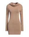 Ferragamo Woman Mini Dress Camel Size M Cashmere, Polyamide, Polypropylene In Beige