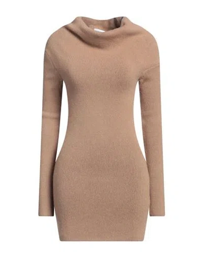 Ferragamo Woman Mini Dress Camel Size M Cashmere, Polyamide, Polypropylene In Beige