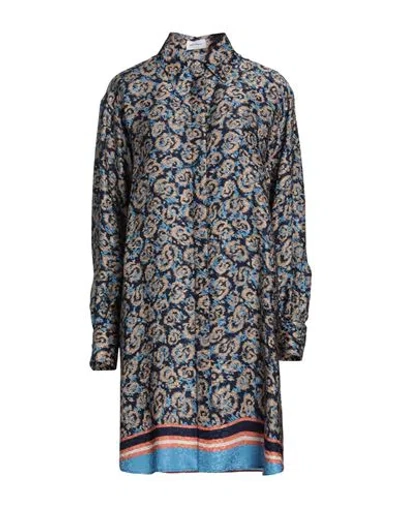 Ferragamo Woman Mini Dress Navy Size 10 Silk In Blue