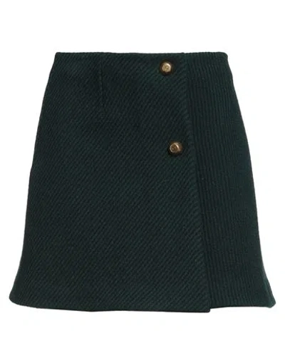Ferragamo Woman Mini Skirt Dark Green Size 4 Virgin Wool