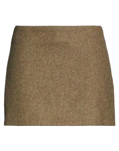 Ferragamo Woman Mini Skirt Military Green Size 8 Virgin Wool