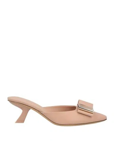 Ferragamo Woman Mules & Clogs Beige Size 7.5 Lambskin In Pink