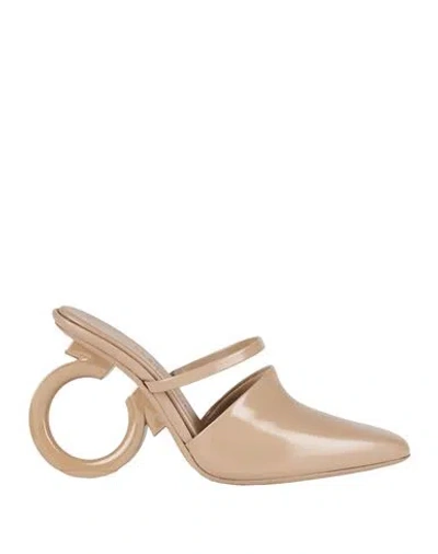 Ferragamo Woman Mules & Clogs Beige Size 8 Calfskin In Neutral