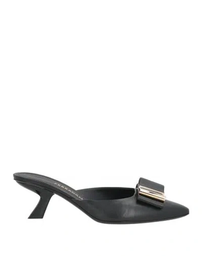 Ferragamo Woman Mules & Clogs Black Size 7 Lambskin