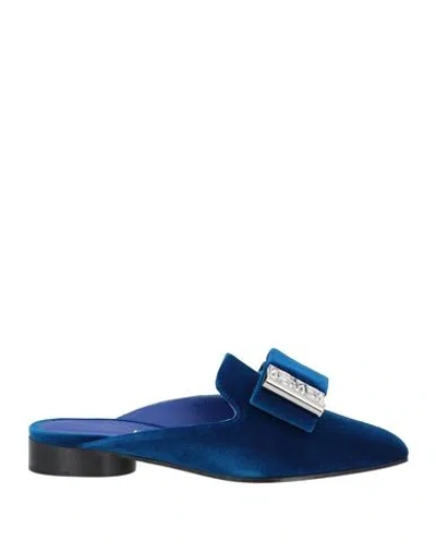 Ferragamo Woman Mules & Clogs Bright Blue Size 6 Textile Fibers