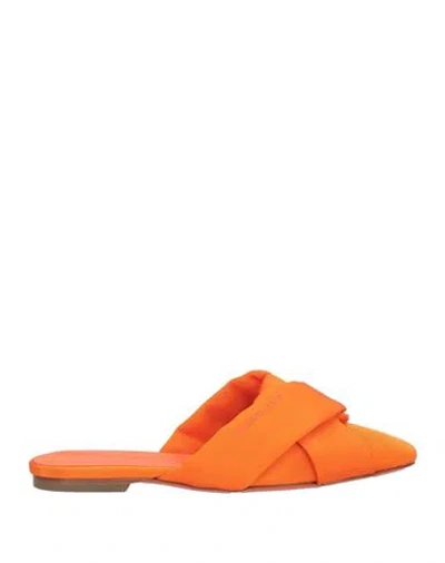 Ferragamo Woman Mules & Clogs Orange Size 6.5 Textile Fibers