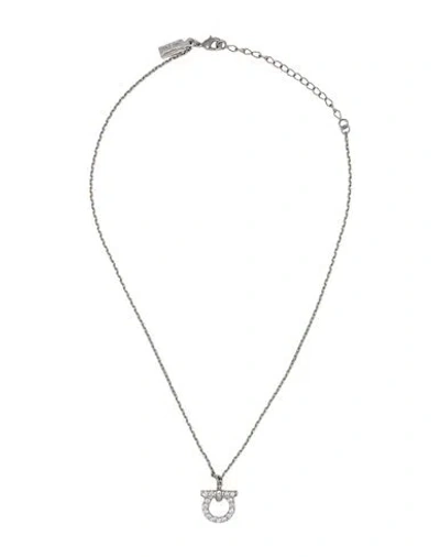 Ferragamo Woman Necklace Silver Size - Brass, Glass