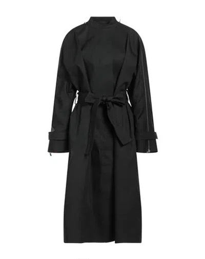 Ferragamo Woman Overcoat & Trench Coat Black Size 4 Cotton, Polyurethane, Polyamide
