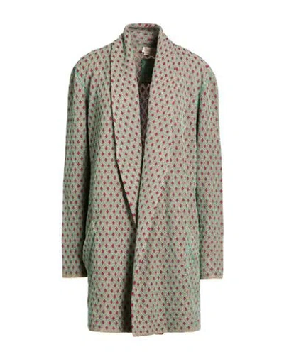 Ferragamo Woman Overcoat & Trench Coat Emerald Green Size L Viscose, Cotton, Metallic Polyester, Pol In Animal Print