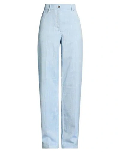 Ferragamo Woman Pants Blue Size 8 Virgin Wool, Silk, Linen, Polyamide