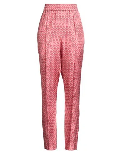 Ferragamo Woman Pants Coral Size 8 Silk In Red