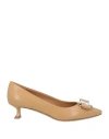 Ferragamo Woman Pumps Camel Size 9.5 Lambskin In Sand