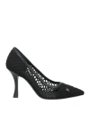 Ferragamo Woman Pumps Black Size 6 Leather, Textile Fibers In Black