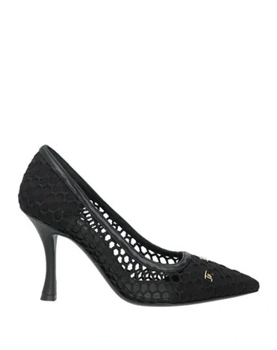 Ferragamo Woman Pumps Black Size 6 Leather, Textile Fibers